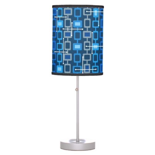 Retro 1950s Geometric Pattern Blue Table Lamp