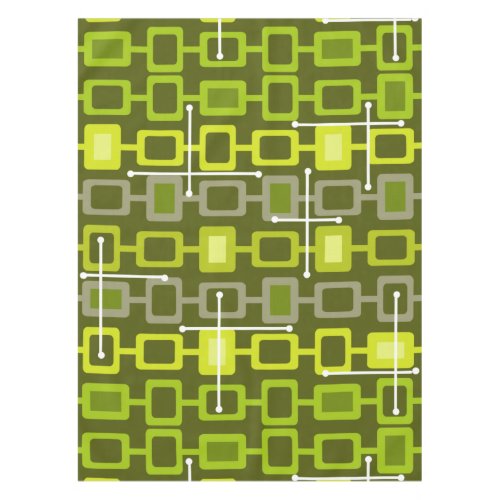 Retro 1950s Geometric Pattern Chartreuse Tablecloth