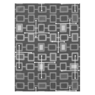 Retro 1950s Geometric Pattern Gray Tablecloth