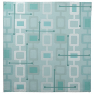 Retro 1950s Geometric Pattern Mint Cloth Napkin