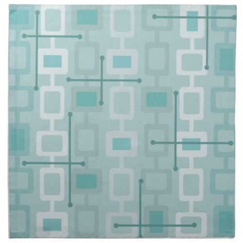 Retro 1950s Geometric Pattern Mint Cloth Napkin