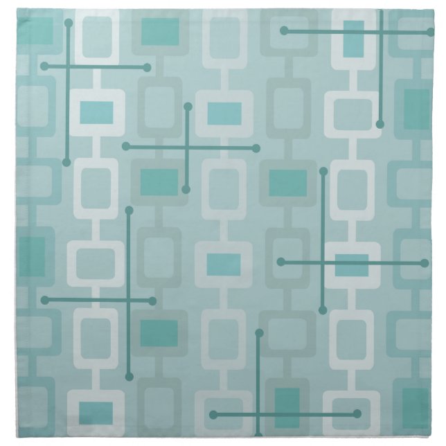 Retro 1950s Geometric Pattern Mint Cloth Napkin (Front)