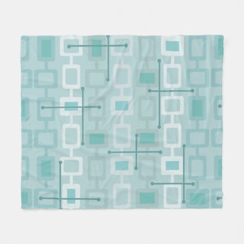 Retro 1950s Geometric Pattern Mint Fleece Blanket