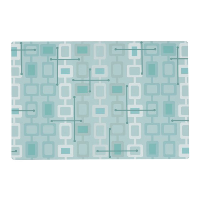 Retro 1950s Geometric Pattern Mint Placemat (Front)