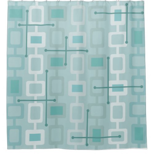 Retro 1950s Geometric Pattern Mint Shower Curtain