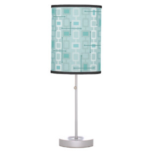 Retro 1950s Geometric Pattern Mint Table Lamp