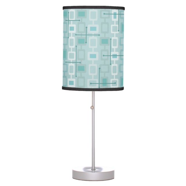 Retro 1950s Geometric Pattern Mint Table Lamp (Front)