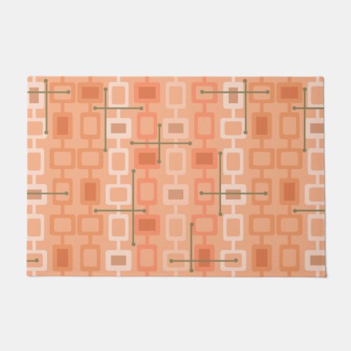 Retro 1950s Geometric Pattern Orange Doormat