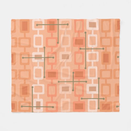 Retro 1950s Geometric Pattern Orange Fleece Blanket