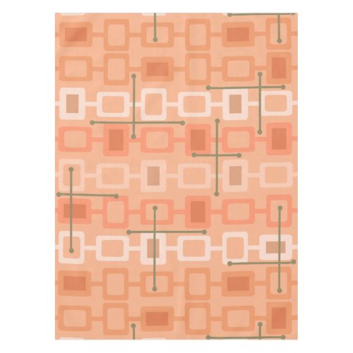 Retro 1950s Geometric Pattern Orange Tablecloth
