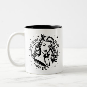 Retro 1950s Glam Girl Funny Sarcastic Quote Two-Tone Coffee Mug