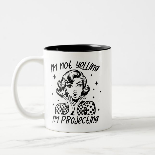 Retro 1950s Glam Girl Funny Sarcastic Quote Two-Tone Coffee Mug (Left)