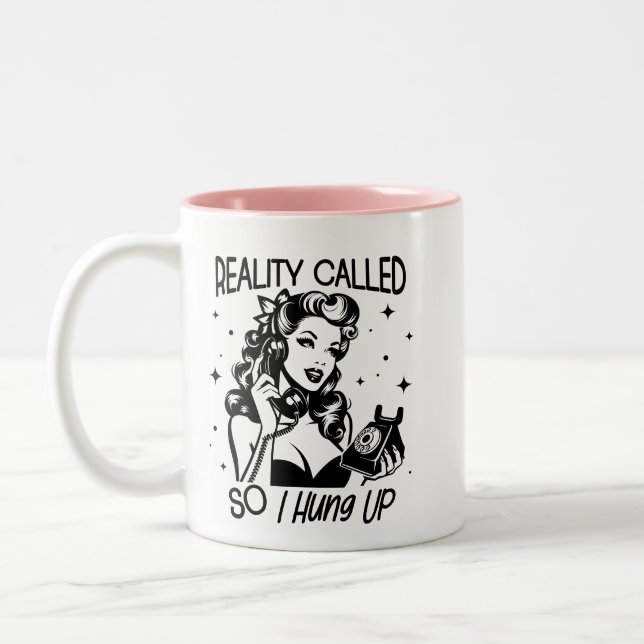 Retro 1950s Glam Girl Funny Sarcastic Quote Two-Tone Coffee Mug (Left)