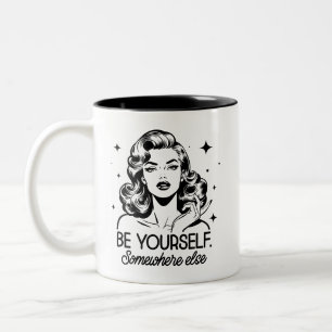 Retro 1950s Glam Girl Funny Sarcastic Quote Two-Tone Coffee Mug