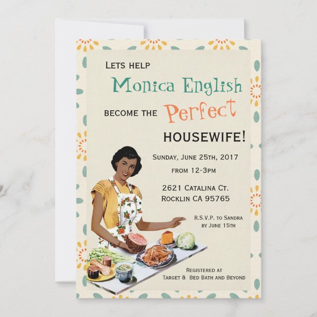 Retro 1950's Housewife Bridal Shower Invitation (Front)