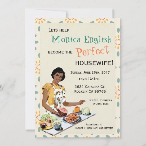 Retro 1950s Housewife Bridal Shower Invitation