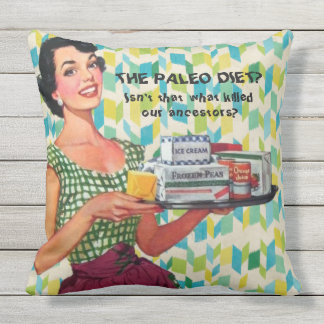 Retro 1950s Housewife Humorous Quote Illustration Outdoor Pillow
