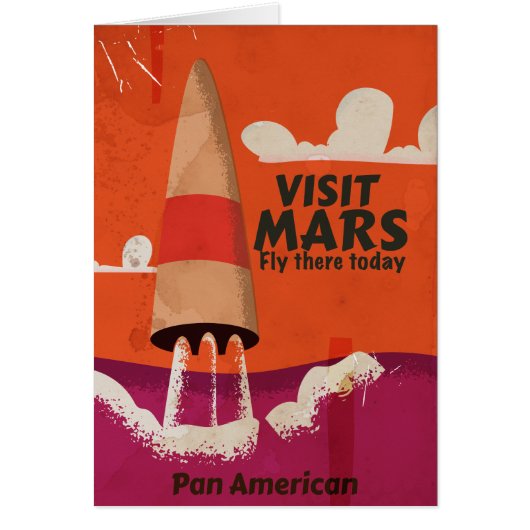 Retro 1950s Mars Vacation Poster Cards (Front)