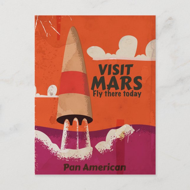 Retro 1950s Mars Vacation Poster Postcard (Front)