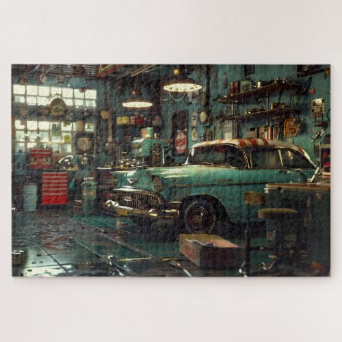 Retro 1950s Mechanics Garage Jigsaw Puzzle