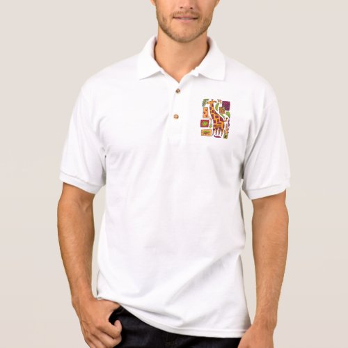 Retro 1950s Midcentury Giraffe Safari Pattern Polo Shirt