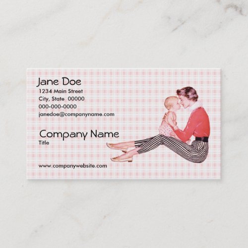 Retro 1950s Mom and Baby Business Card Template