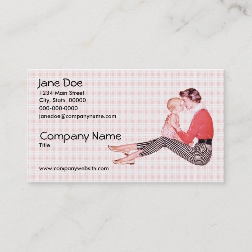 Customizable Retro 1950s Mom and Baby Business Card Template