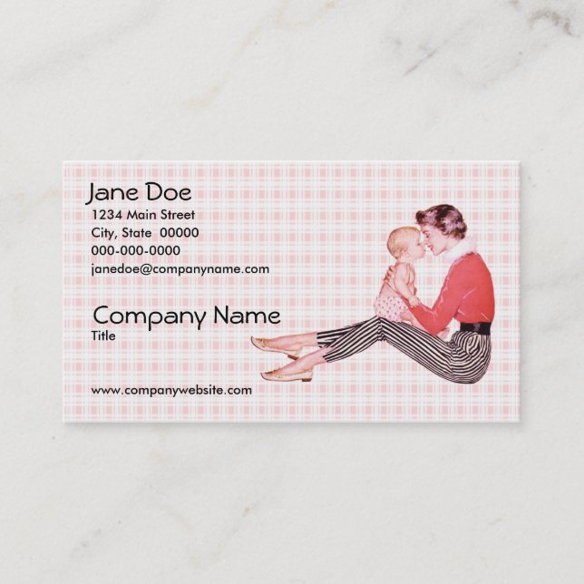 Retro 1950s Mom and Baby Business Card (Front)