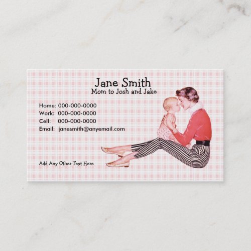 Retro 1950s Mom and Baby Contact Card Business Card