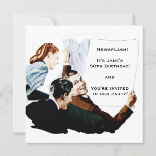 Retro 1950s Newspaper Invitation