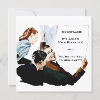 Retro 1950s Newspaper Invitation
