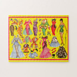 Retro 1950s Paper Doll Fashion Wardrobe Jigsaw Puzzle