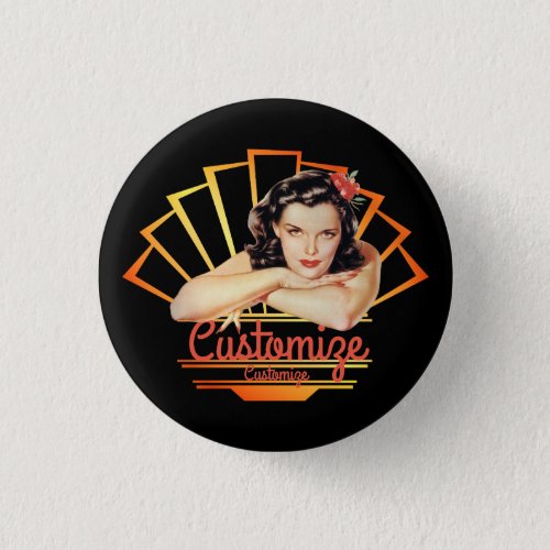 Retro 1950s Pinup Girl Button