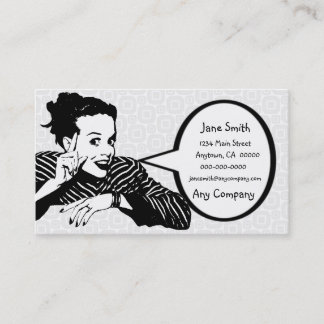 Retro 1950s Pointing Woman Business Card