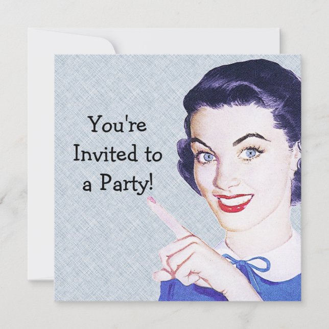 Retro 1950s Pointing Woman Invitation (Front)