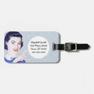 Retro 1950s Pointing Woman Luggage Tag