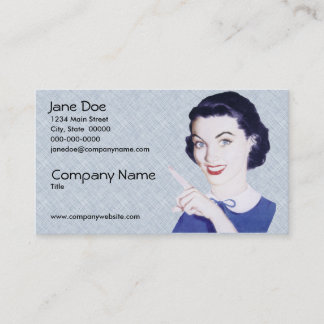 Retro 1950s Pointing Woman V3 Business Card