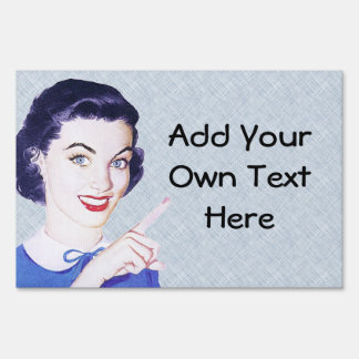 Retro 1950s Pointing Woman Yard Sign
