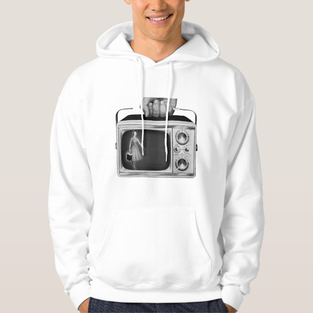 Retro 1950s Portable TV Mid-Century Hoodie (Front)