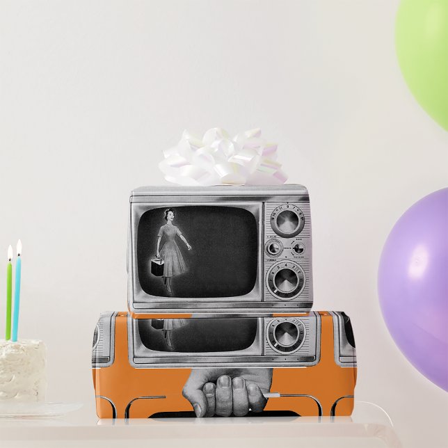Retro 1950s Portable TV Mid-Century Wrapping Paper (Creator Uploaded)