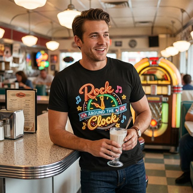 Retro 1950s Rock Around The Clock Music Tri-Blend Shirt (Creator Uploaded)