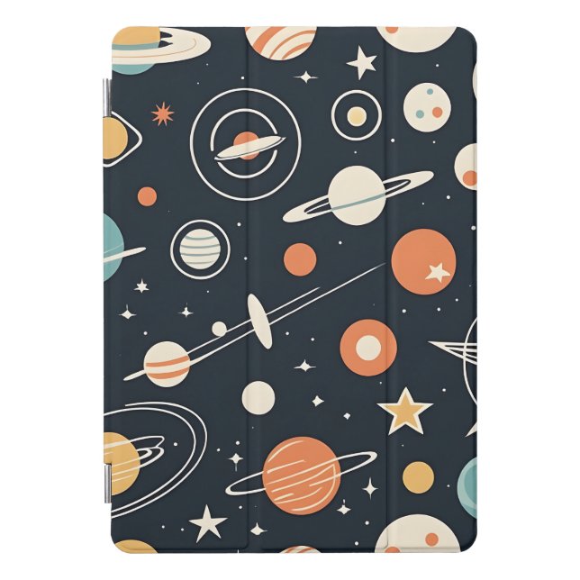 Retro 1950's Space Age Stars and Planets iPad Pro Cover (Front)