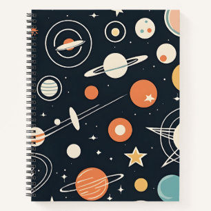 Retro 1950's Space Age Stars and Planets Notebook