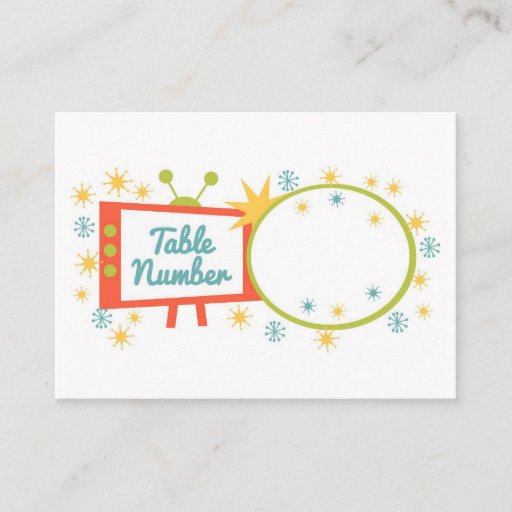Customizable Retro 1950's Themed Table Number Cards Business Card