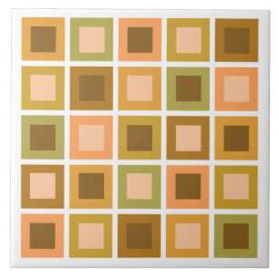 Retro 1950s Tiles Pattern Burnt Orange