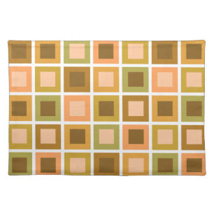 Retro 1950s Tiles Pattern Burnt Orange Cloth Placemat