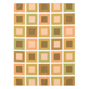Retro 1950s Tiles Pattern Burnt Orange Tablecloth