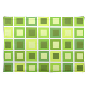 Retro 1950s Tiles Pattern Chartreuse Green Cloth Placemat