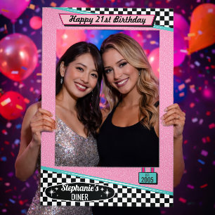 Retro 1950s Vintage Dine Birthday Selfie Frame