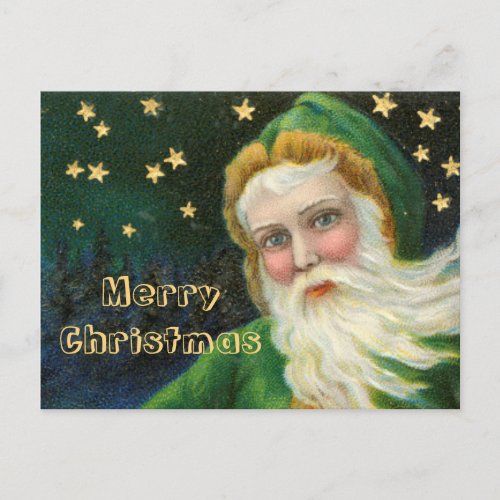 Retro 1950s Vintage Santa Merry Christmas  Holiday Postcard